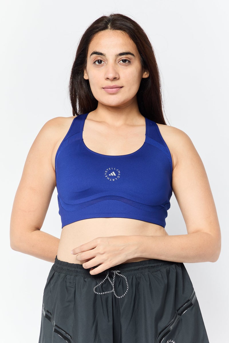 Adidas صدرية رياضية متوسطة الدعم للنساء من أديداس بتصميم ستلا مكارتني، لون أزرق داكن - Image 1