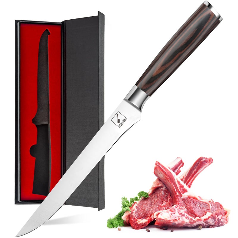 imarku imarku Boning Knife, German High Carbon Stainless Steel Professional Grade Boning Fillet Knife, 6-Inch Deboning Knife, Pakkawood Handle for Meat and Poultry, Gifts for Men and Women  - Image 1
