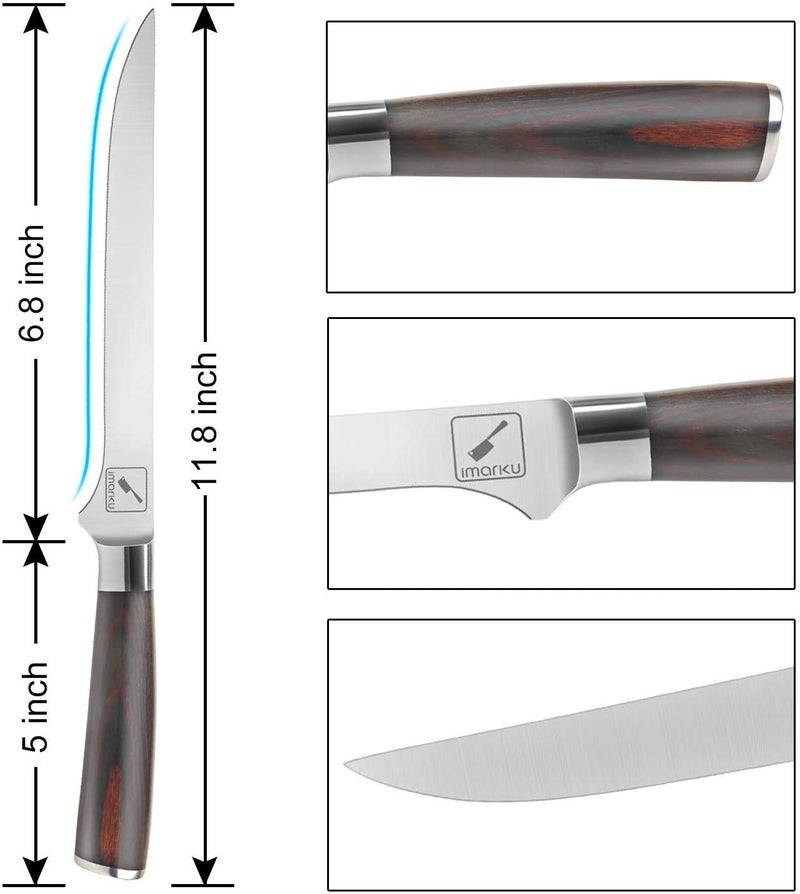 imarku imarku Boning Knife, German High Carbon Stainless Steel Professional Grade Boning Fillet Knife, 6-Inch Deboning Knife, Pakkawood Handle for Meat and Poultry, Gifts for Men and Women  - Image 3