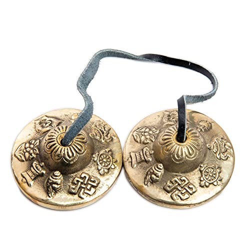HIMALAYAN BAZAAR Tingsha Cymbals Bells - Easy To Play - Meditation Mindfulness Chime For Chakra Healing Spiritual Dharma Gifts Handcrafted Tibetan By Himalayan Bazaar (Asta Mangal) - Image 4