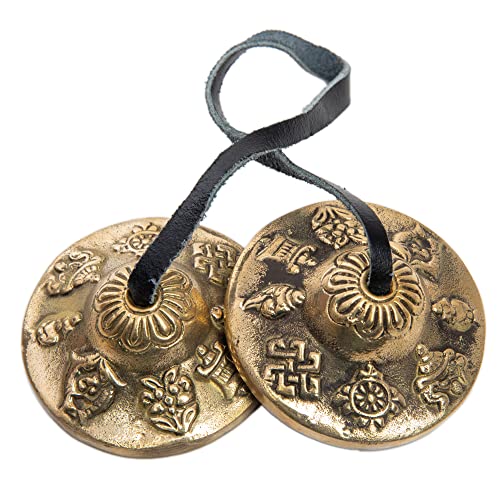HIMALAYAN BAZAAR Tingsha Cymbals Bells - Easy To Play - Meditation Mindfulness Chime For Chakra Healing Spiritual Dharma Gifts Handcrafted Tibetan By Himalayan Bazaar (Asta Mangal) - Image 3