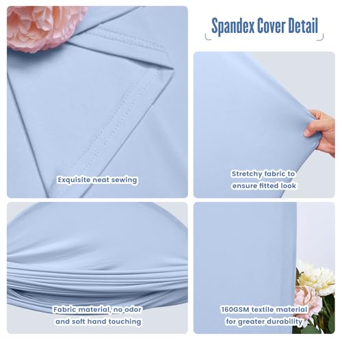 Amonsa Light Blue Cloth Cover for 6.6ft Arch Backdrop Dusty Blue Stretchy Spandex Fabric Arch Cover Baby Shower Parties Wedding Ceremony Decoration Outdoor Event - Image 3
