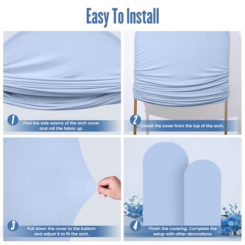 Amonsa Light Blue Cloth Cover for 6.6ft Arch Backdrop Dusty Blue Stretchy Spandex Fabric Arch Cover Baby Shower Parties Wedding Ceremony Decoration Outdoor Event - Image 4