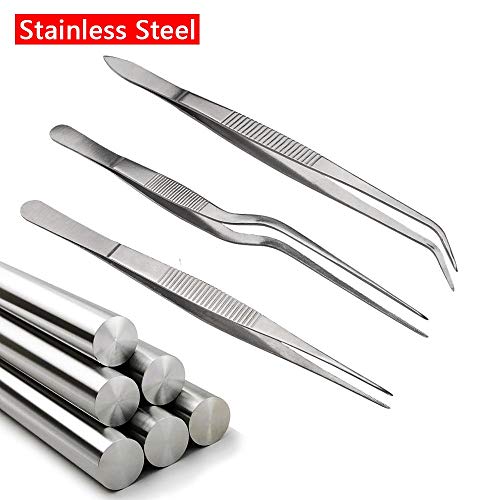 NJ Kitchen Cooking Culinary Tweezers, Stainless Steel Precision Tongs, Medical Beauty Utensils, 6.3 Inches : 6 Pcs Set - Image 4