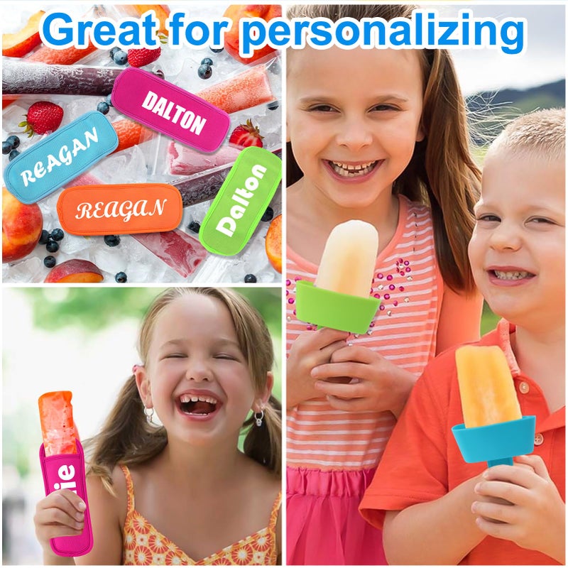 AIERSA 8pcs Popsicle Holders and Ice Pop Sleeves Set for kids No Drip, Silicone Popsicle Holder with Straw and Reusable Neopreneee Freeze Popsicle Sleeves for Toddlers Mess Free, No Freezing Hands - Image 5