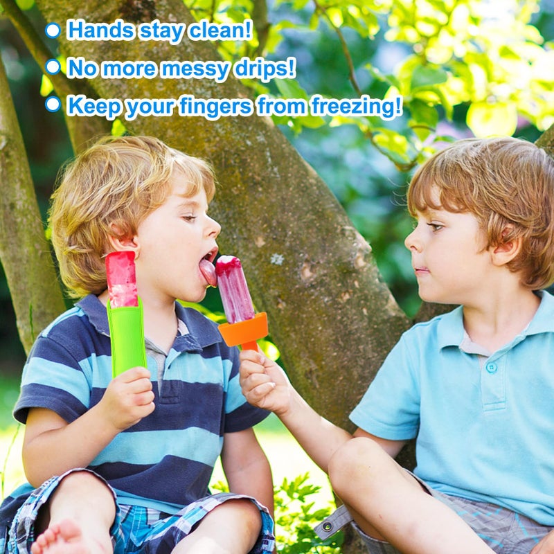 AIERSA 8pcs Popsicle Holders and Ice Pop Sleeves Set for kids No Drip, Silicone Popsicle Holder with Straw and Reusable Neopreneee Freeze Popsicle Sleeves for Toddlers Mess Free, No Freezing Hands - Image 3