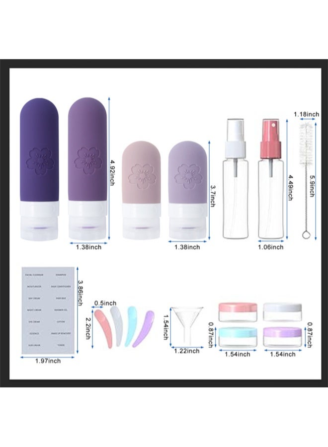 17 Pack Silicone Travel Bottles Set, Travel Size Toiletries, Leakproof Travel Bottles for Toiletries, Travel Accessories for Women, Airplane Travel Essentials, Travel Containers for Toiletries - Image 3