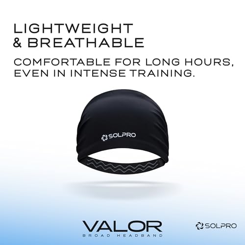Solpro Valor Head Band | Sweat-Wicking, Non-Slip Bands for Workouts & Sports (Black) - Image 5