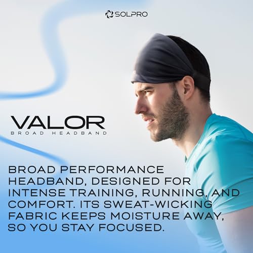 Solpro Valor Head Band | Sweat-Wicking, Non-Slip Bands for Workouts & Sports (Black) - Image 2