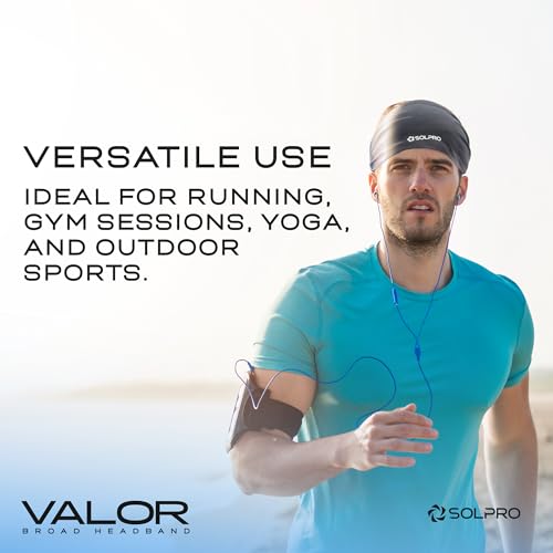 Solpro Valor Head Band | Sweat-Wicking, Non-Slip Bands for Workouts & Sports (Black) - Image 3