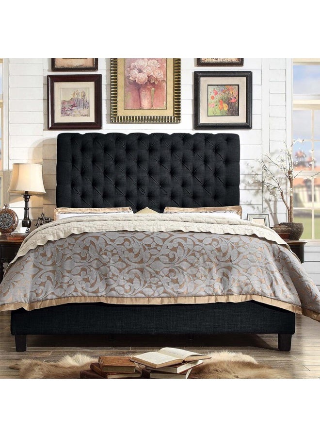 Lilyana Tufted Upholstered Low Profile Standard Single Bed Frame 100x120cm -Charcol Elegant Upholstered Bed with Tufted Headbaord- Modern Design with Padded Headboard - Sturdy Base - Soft Fabric Finish - Ideal for Bedrooms & Villas