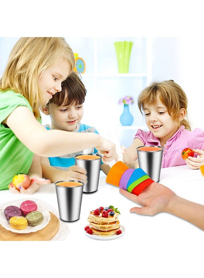 ShineMe 8oz Small Kids Cups Spill Proof, 5pack Stainless Steel Sippy Cups with Lids and Silicone Sleeves, Reusable Toddler Cup for Hot and Cold Drinks, BPA Free Snack Cup Apply for Indoor/Outdoor - Image 2