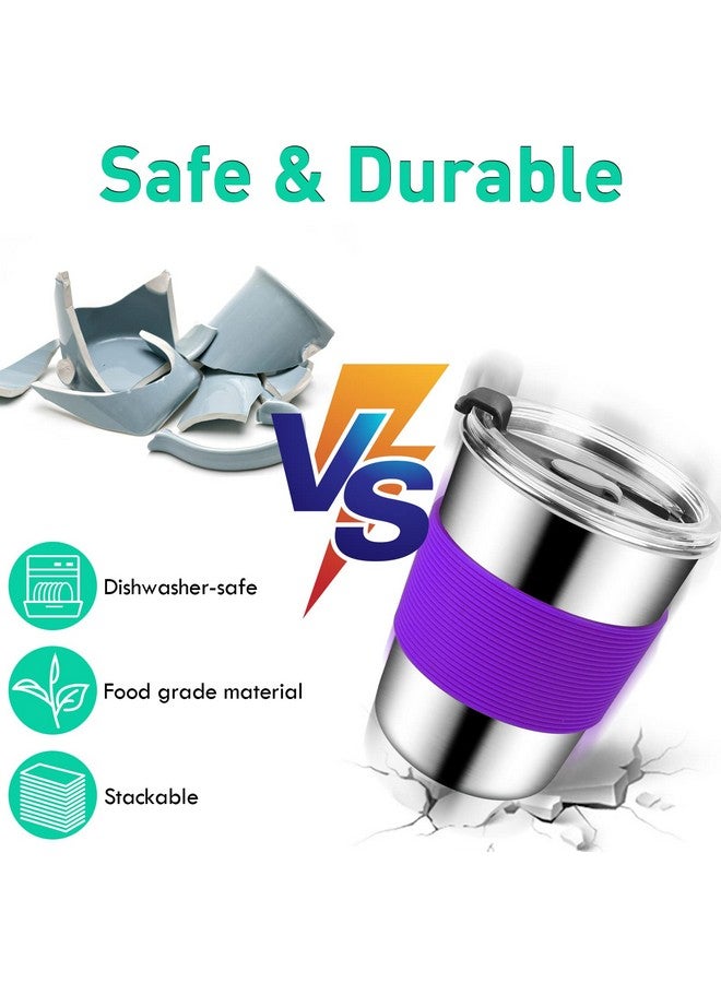 ShineMe 8oz Small Kids Cups Spill Proof, 5pack Stainless Steel Sippy Cups with Lids and Silicone Sleeves, Reusable Toddler Cup for Hot and Cold Drinks, BPA Free Snack Cup Apply for Indoor/Outdoor - Image 4