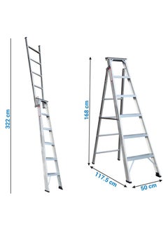 Zamil Aluminum Ladder Dual Purpose Heavy Duty Extendable 6 Step - pzsku/ZED350A00E4D3EB8E819CZ/45/_/1720545780/3425f449-00c5-4574-97b0-641e6217611a