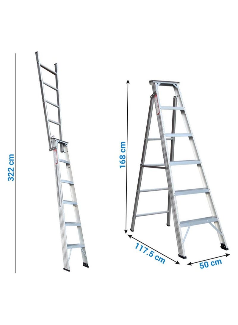 zamilladders Zamil Aluminum Ladder Dual Purpose Heavy Duty Extendable 6 Step - Image 4