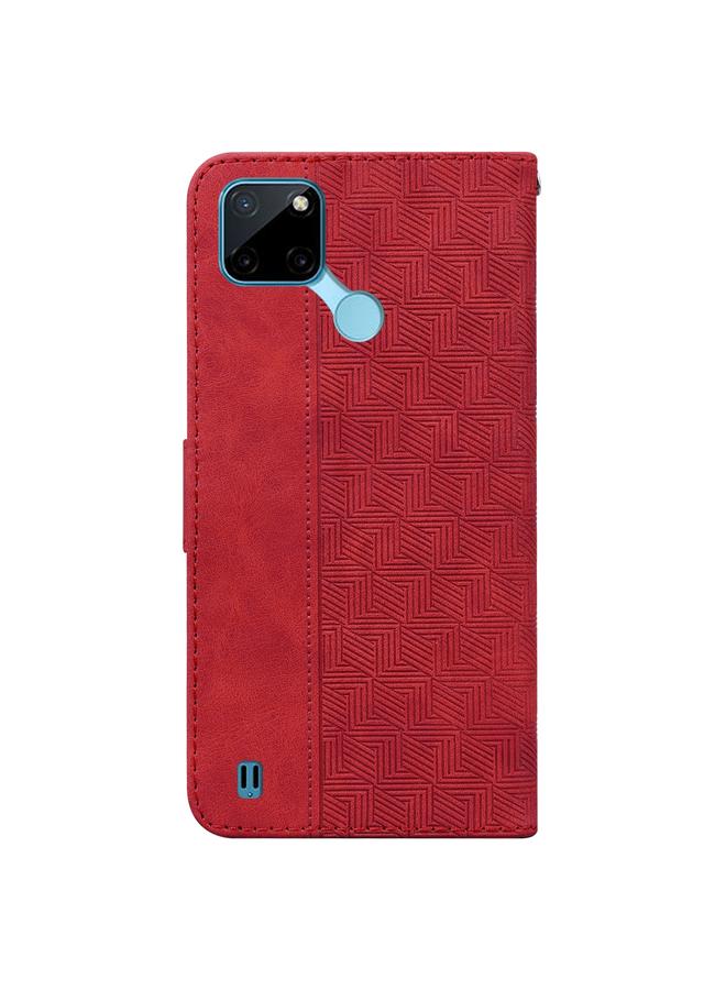 اس-توب جراب لهاتف OPPO Realme C21Y مصنوع من الجلد المنقوش هندسيًا - Image 3