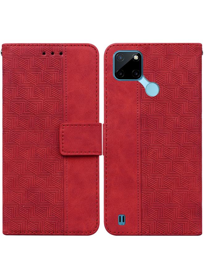 اس-توب جراب لهاتف OPPO Realme C21Y مصنوع من الجلد المنقوش هندسيًا - Image 1