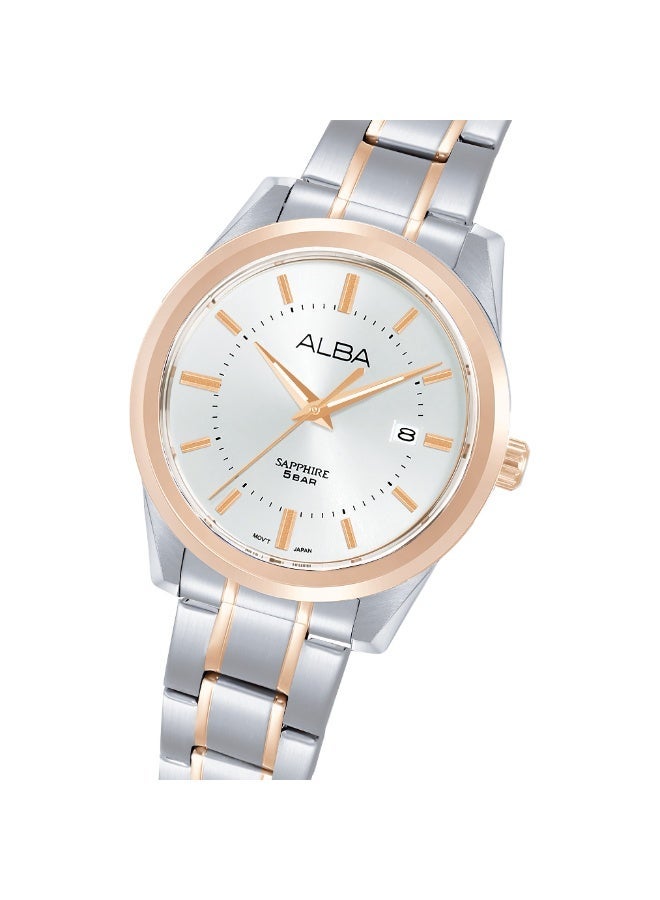 ألبا Prestige Men’s Watch AS9V20X1, 41 mm Silver-White Dial, Stainless Steel Case & Bracelet, 50 m WR - Image 3