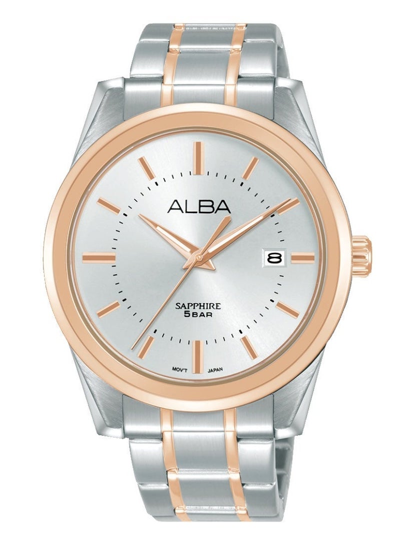 ألبا Prestige Men’s Watch AS9V20X1, 41 mm Silver-White Dial, Stainless Steel Case & Bracelet, 50 m WR - Image 1
