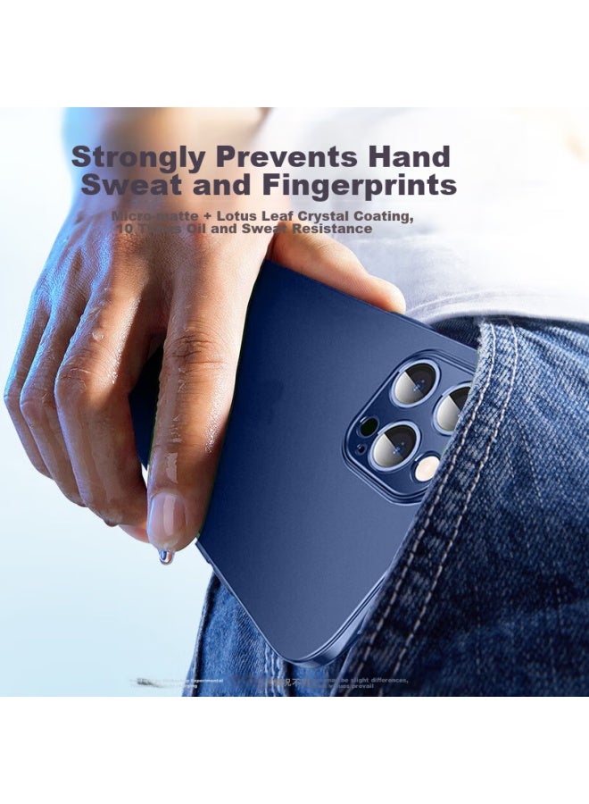 Holdzu غطاء هاتف لـ Apple Iphone 14 Pro Max، غطاء واقي لـ Iphone 14 Pro Max، غلاف سيليكون مبرد حراري بتغطية كاملة فائقة النحافة بملمس صقلي للرجال والنساء - أزرق بحري - Image 3