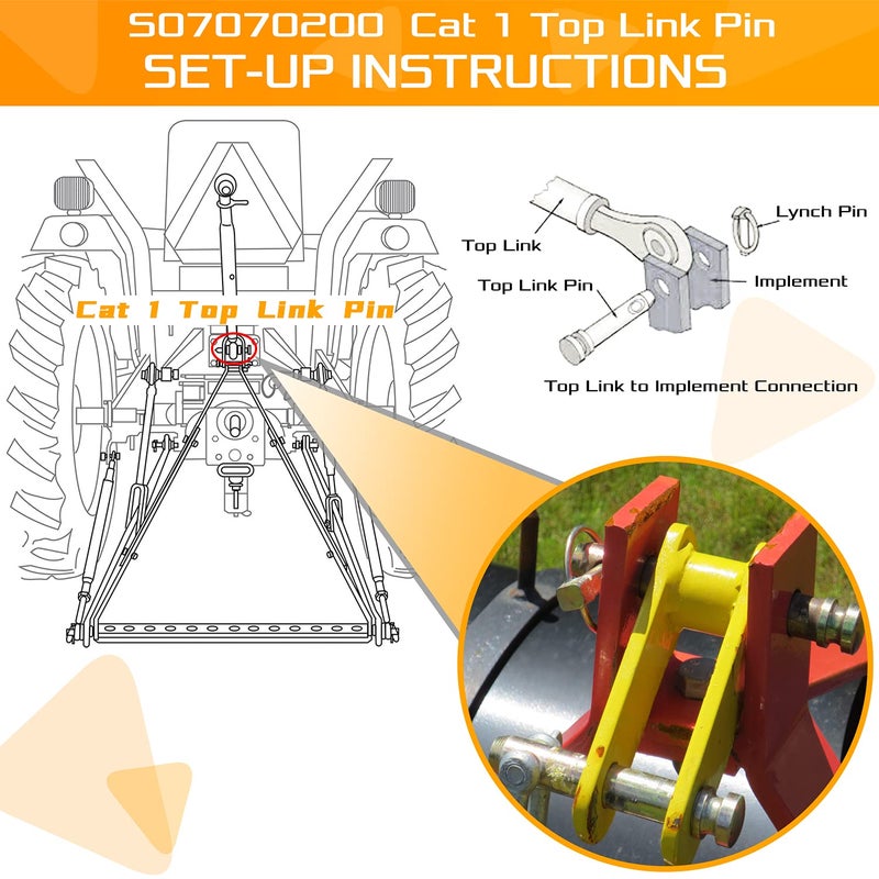 Sunluway Upgraded 4 Pack S07070200 Cat 1 Top Link Pin 3/4 in Dia Pin 5-1/2 Top Link Pin Hitch Pin Accessories for Tractors - Image 4