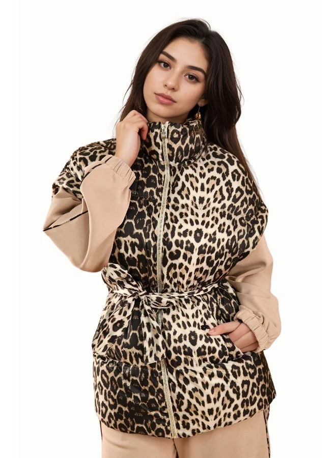 Wecre8 Leopard Puffer Vest with Pullover Set