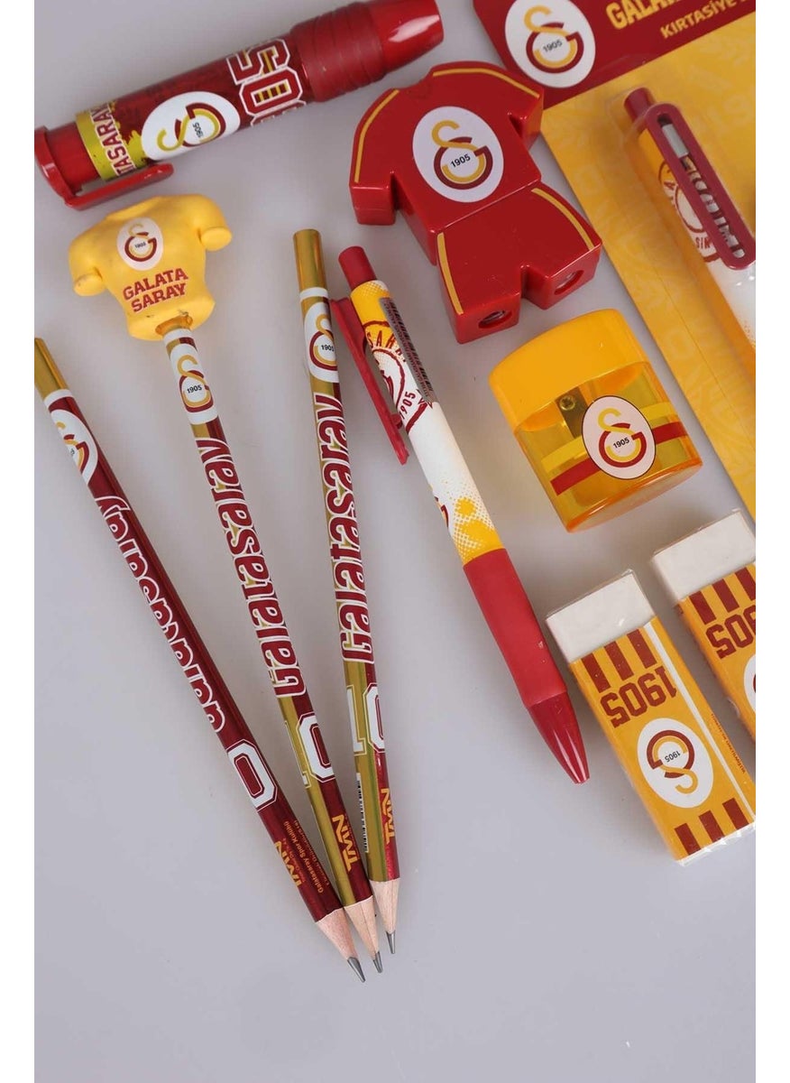 L.o.l. Surprise! - Dekomus Licensed Galatasaray 12 Piece Stationery Set Eraser Top Pencil, Uniform Design Sharpener - Image 1