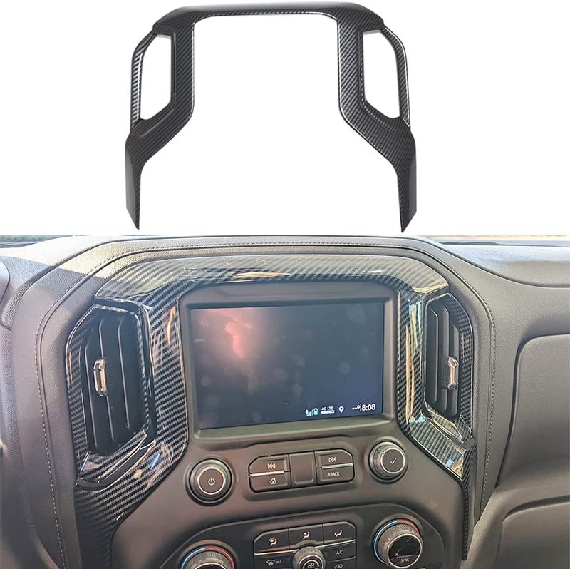 Kolya Carbon Fiber Style Dashboard Navigation Cover for Chevy Silverado and GMC Sierra - Image 1