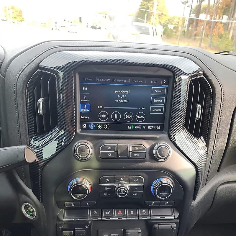 Kolya Carbon Fiber Style Dashboard Navigation Cover for Chevy Silverado and GMC Sierra - Image 4