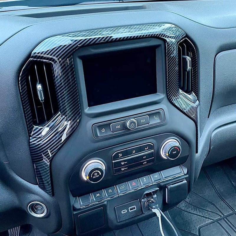 Kolya Carbon Fiber Style Dashboard Navigation Cover for Chevy Silverado and GMC Sierra - Image 5