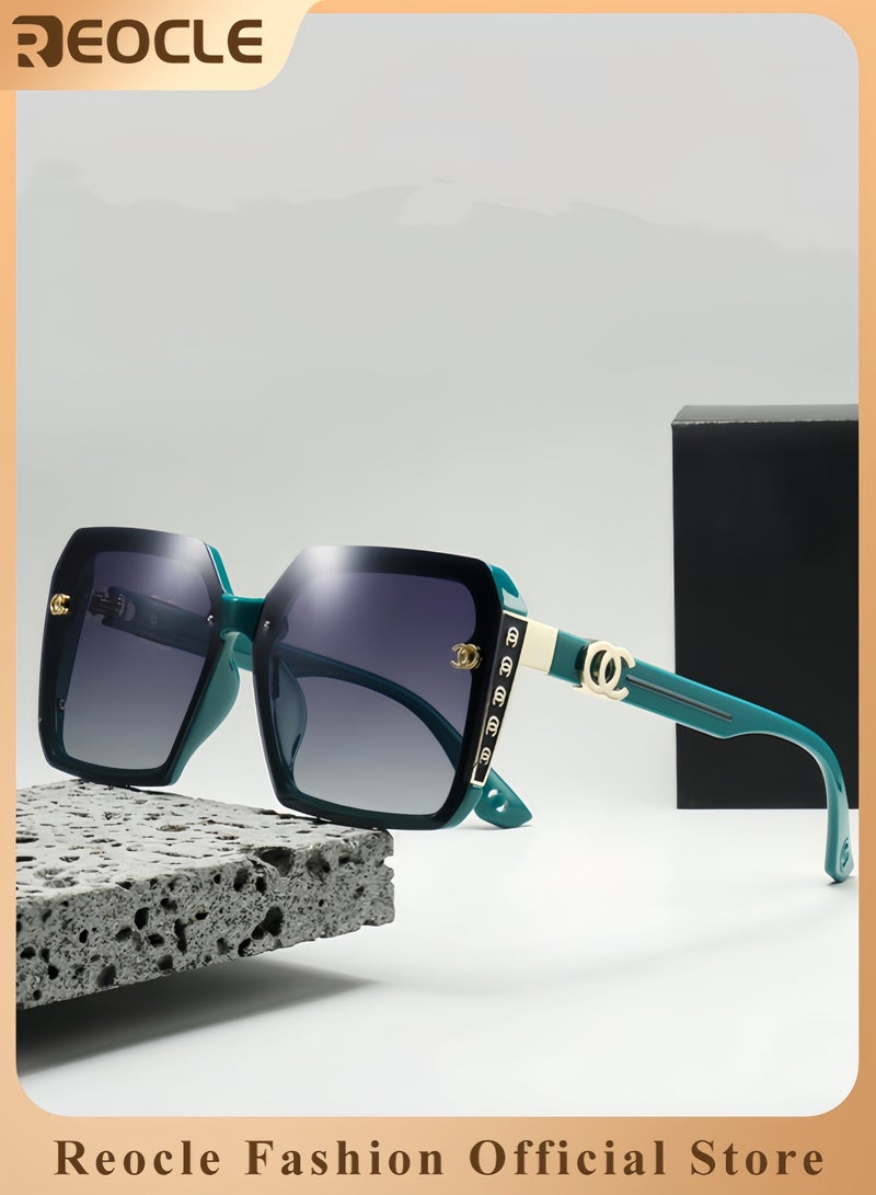 ريوكل نظارات شمسية فاخرة ذات عدسات تدرجية نظارات معدنية مربعة الطراز الإيطالي بدقة عالية حماية من الأشعة فوق البنفسجية مثالية للعطلات وصيد الأسماك للرجال والنساء في الهواء الطلق - Image 1