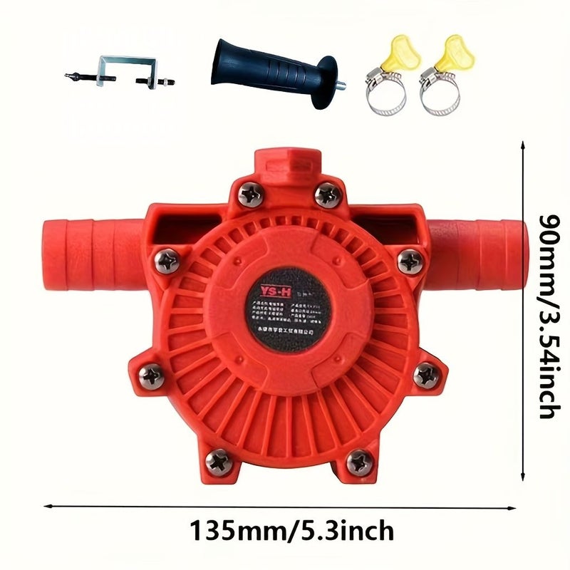 6Pcs Portable Self Priming Water Drill Pump Attachment For Drills Durable Plastic Construction With Suction Discharge Hoses Adjustable Clamps Fittings For Efficient Water Oil Fluid Transfer Ideal For Laboratory Construction Agriculture Orange Red - Image 3