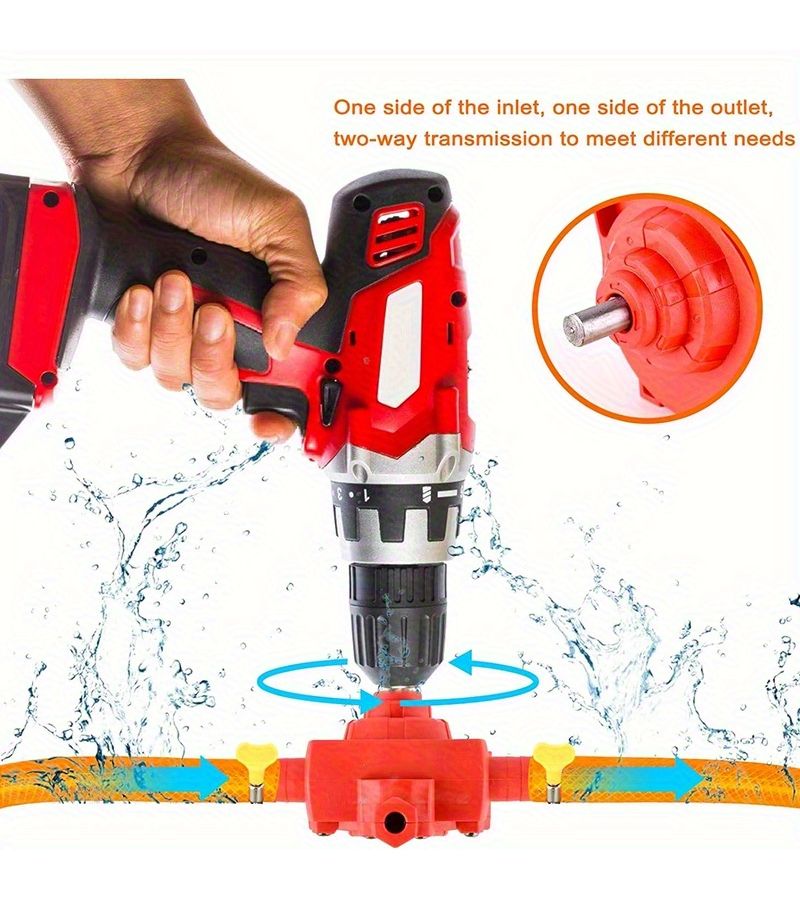 6Pcs Portable Self Priming Water Drill Pump Attachment For Drills Durable Plastic Construction With Suction Discharge Hoses Adjustable Clamps Fittings For Efficient Water Oil Fluid Transfer Ideal For Laboratory Construction Agriculture Orange Red - Image 5