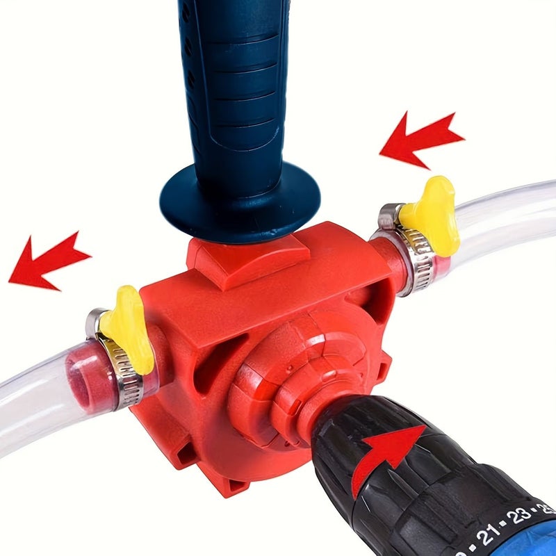 6Pcs Portable Self Priming Water Drill Pump Attachment For Drills Durable Plastic Construction With Suction Discharge Hoses Adjustable Clamps Fittings For Efficient Water Oil Fluid Transfer Ideal For Laboratory Construction Agriculture Orange Red - Image 2