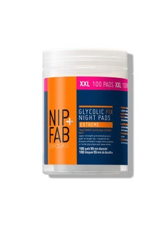 NIP+FAB Nip + Fab ضمادات ليلية بحمض الجليكوليك وتقشير وتجديد سطح الوجه من Aha لتوحيد لون البشرة والتحكم في التصبغ، 100 وسادة كبيرة الحجم، عدد 100 قطعة (عبوة من قطعة واحدة)  - Image 1