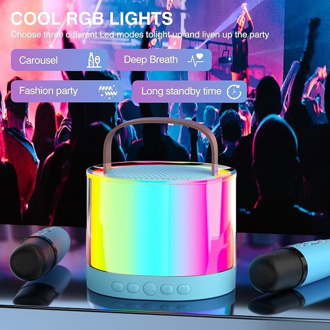 Kidara™ 2025 Glow Tune New Karaoke Machine for Kids 4-12 Years Toys Gifts for Girls Boys Ages 3 4, 5, 6, 7, 8, 9, 10, 12 +Year Birthday Gift (Multicolor) - Image 3