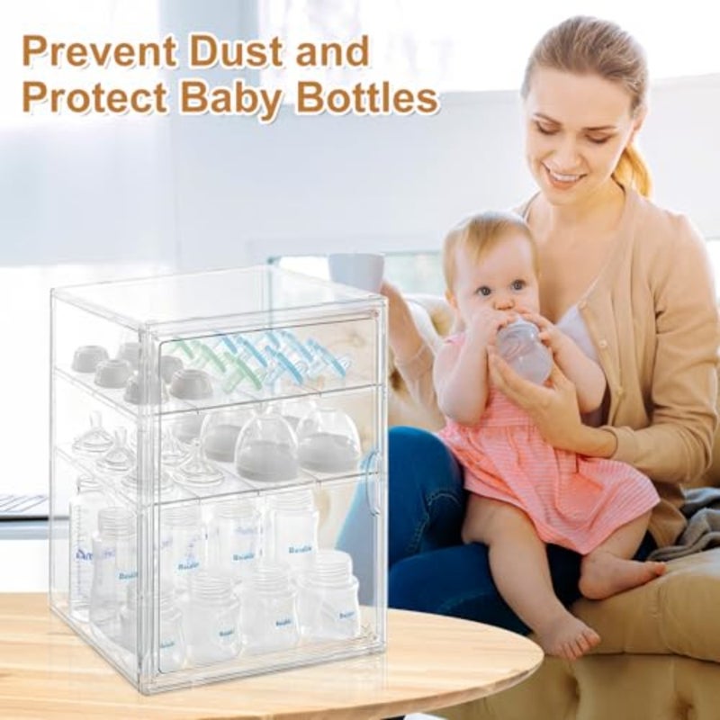 Bottle Organizer 3 Tier Acrylic Storage Container, Clear Plastic Station Organizers Drawers for Countertop Kitchen Cabinet Vanity, Bathroom, Baby - Image 4