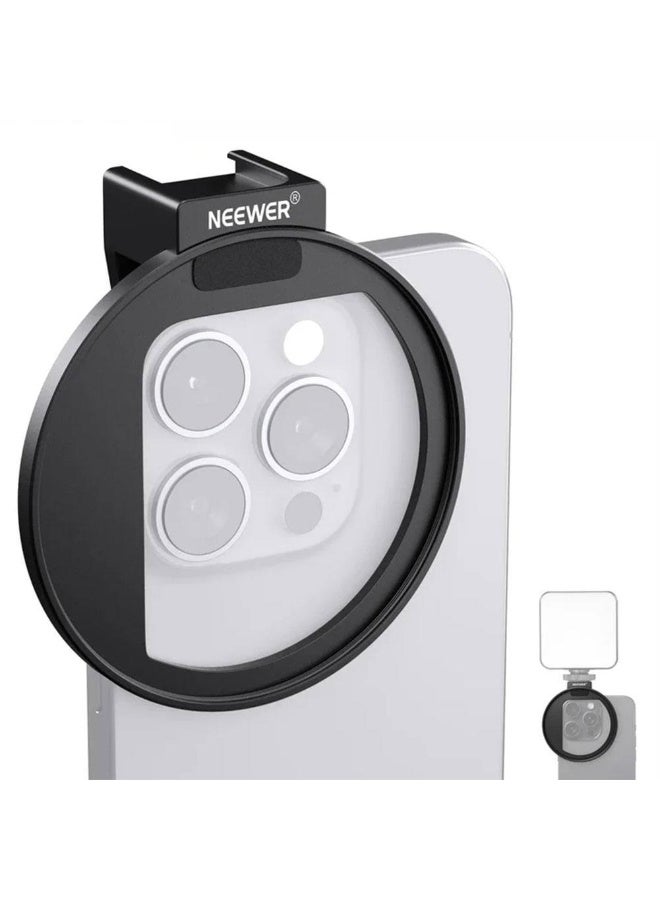 Neewer 67mm Mobile Phone Filter Holder with Top Cold Shoe Mount – Compatible with iPhone 15/14/13/12, No Light Leakage, Supports 67mm Threaded Filters, Large Framework for Unobstructed Camera Use  - Image 1