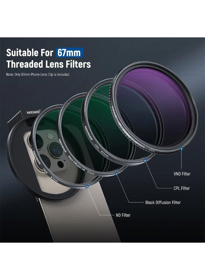 Neewer 67mm Mobile Phone Filter Holder with Top Cold Shoe Mount – Compatible with iPhone 15/14/13/12, No Light Leakage, Supports 67mm Threaded Filters, Large Framework for Unobstructed Camera Use  - Image 5