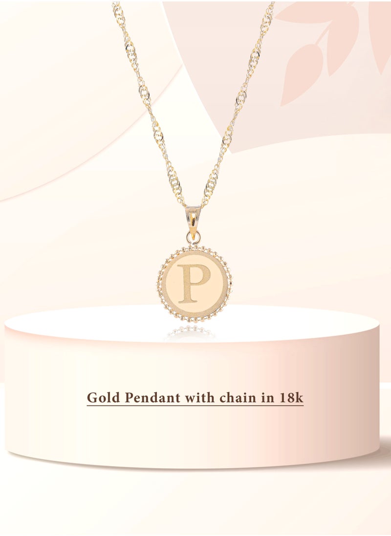 BAFLEH JEWELLERY - 18K Gold 'P' Pendant Necklace - Image 1
