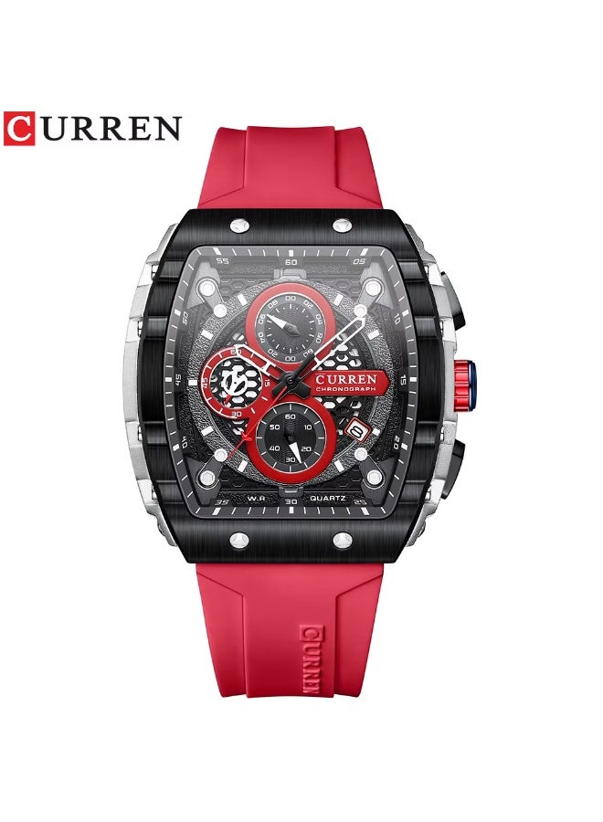 CURREN 8442 New Fashion Auto Date Tonneau Quartz Wristwatch Waterproof Chronograph Luxury Business Watch for Men Montre Relojes - Image 2