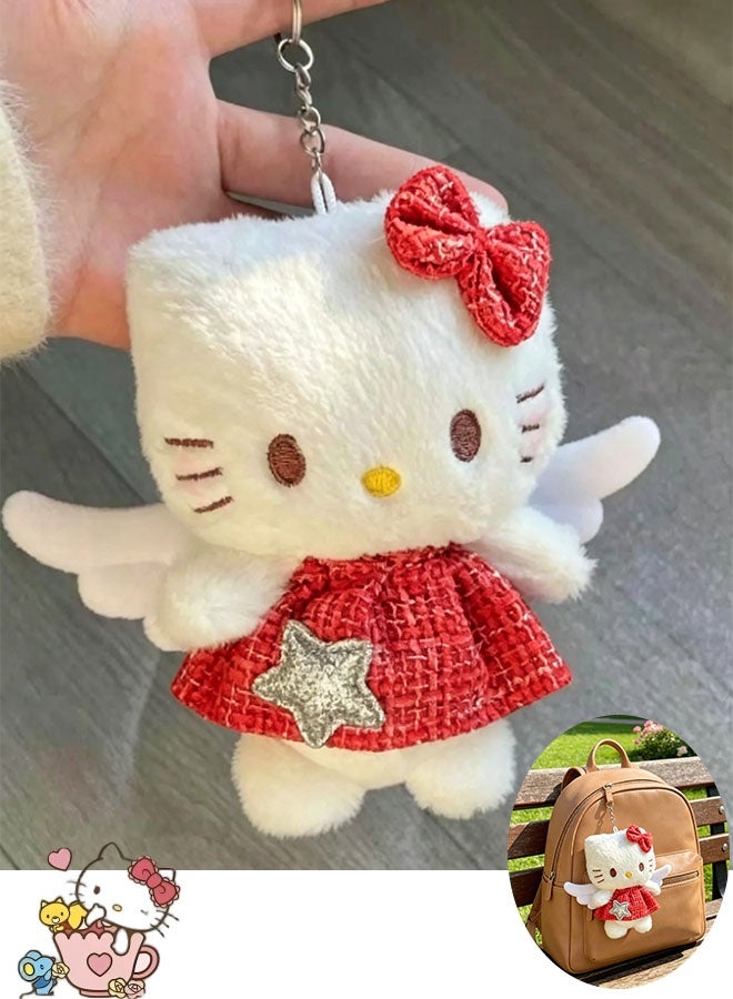 Hello Kitty Cute Plush Toy Doll Keychain Short Plush  12cm Plush Doll Backpack, Car, Stationery Box Pendant - Image 1