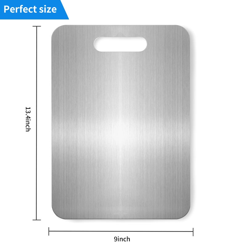 Gnodry Titanium Cutting Boards for Kitchen, Food Grade 304 Stainless Steel Cutting Board Set for Meat Fruit and Vegetable (13.4 * 9 Inch) - Image 2