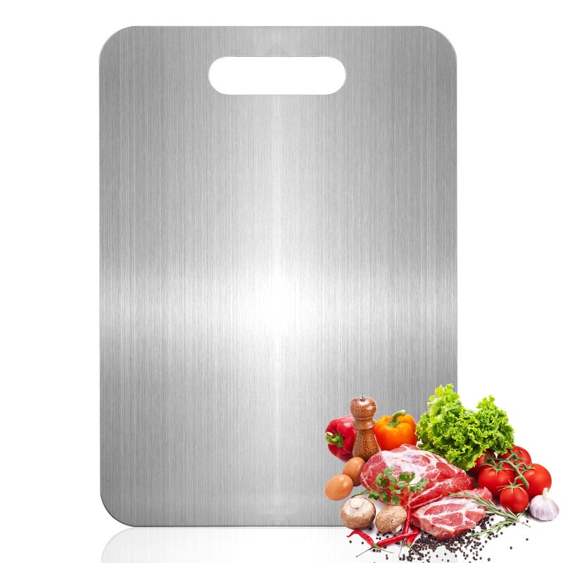 Gnodry Titanium Cutting Boards for Kitchen, Food Grade 304 Stainless Steel Cutting Board Set for Meat Fruit and Vegetable (13.4 * 9 Inch) - Image 1