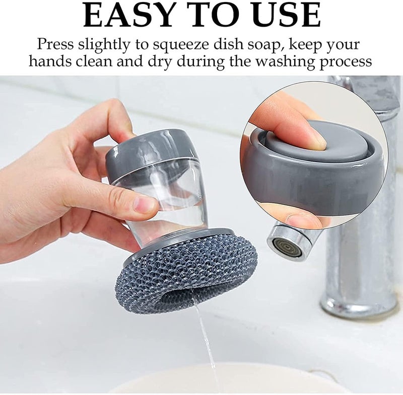 Automatic Liquid Tank Kitchen Utensils Sink Cleaning Brush Scrubber Dish Bowl Washing Brush with Soap Dispenser Sponge with Kitchen Pot Cleaner Tool Small Mini MulticolorPack of 1  - Image 4