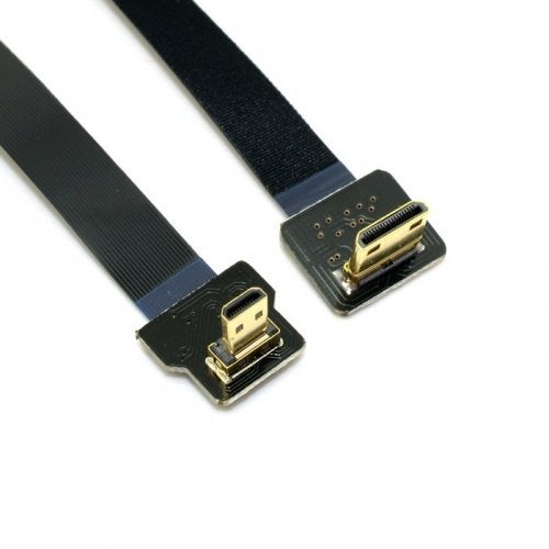 JSER 90 Degree Down Angled FPV Micro HDMI Male to Mini HDMI FPC Flat Cable 20cm Compatible for GOPRO Multicopter Aerial Photography Support 1080p 60hz - Image 1