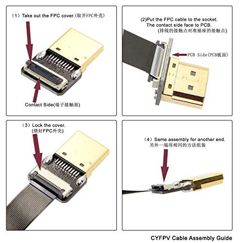 JSER 90 Degree Down Angled FPV Micro HDMI Male to Mini HDMI FPC Flat Cable 20cm Compatible for GOPRO Multicopter Aerial Photography Support 1080p 60hz - Image 4
