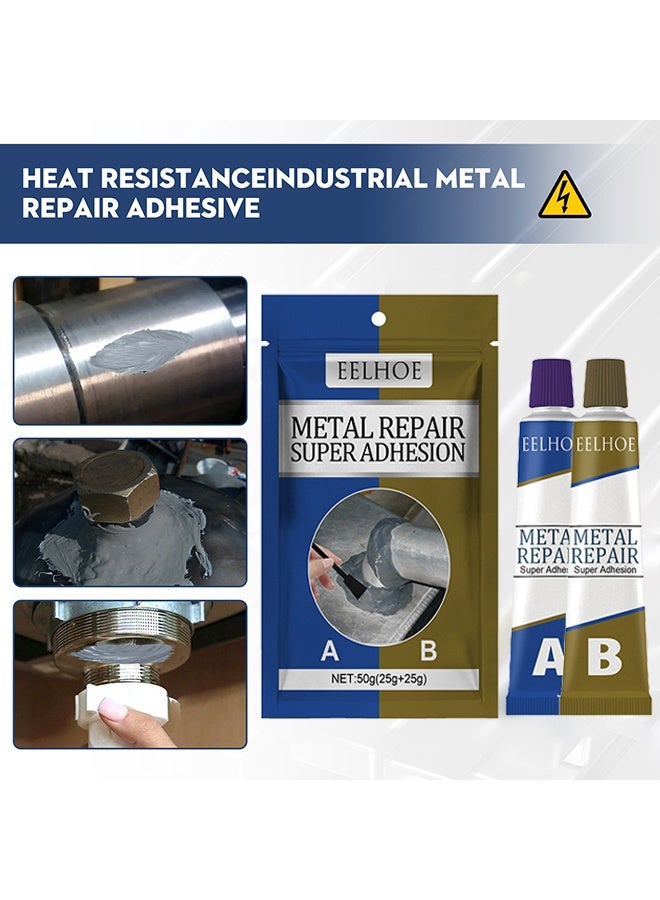 إيلهو غراء التصاق فائق لإصلاح المعادن ، غراء إصلاح AB ، معجون إصلاح المعادن الصناعية ، مقاومة للحرارة ، عامل إصلاح معدني قوي لصب الفولاذ ، ثقوب الرمل - Image 3
