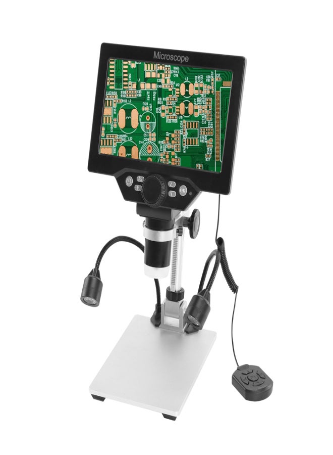B1200 Digital Microscope 7 Inch Large Color Screen Large Base LCD Display 12MP 1-1200X Continuous Amplification Magnifier with Metal Stand and Two Auxiliary Lights - Image 1