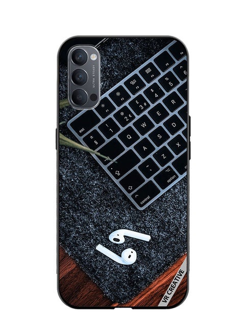 Protective Case Cover For Oppo Reno4 Earphone With Keyboard Design Multicolour